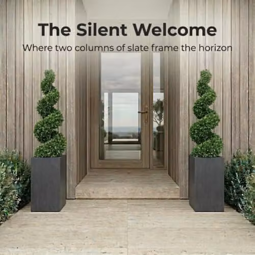 IDEALIST Small Slate Reinforced Stone Plant Pot, Grey, Height: 50.5 cm, 22L – 8
