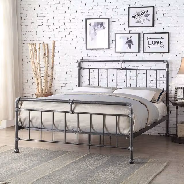 Flintshire Furniture Cilcain Double Bed in Black and Silver Metal