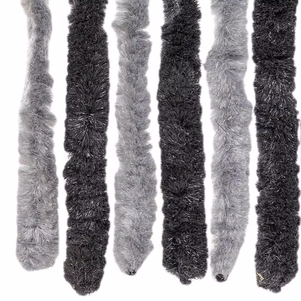 Berkfield Home Chenille Fly Curtain in Grey and Black, W: 90 cm, H: 200 cm – 5