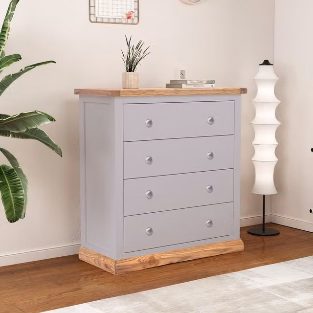 Cabinet Bits Biccari 4 Drawer Chest in Grey with Chrome Knobs – 1