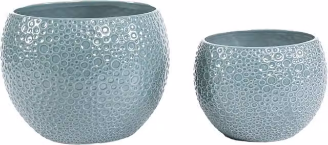 Ornate Collection Teal Volcano Finish Ceramic Tabletop Pot in Petrol Blue