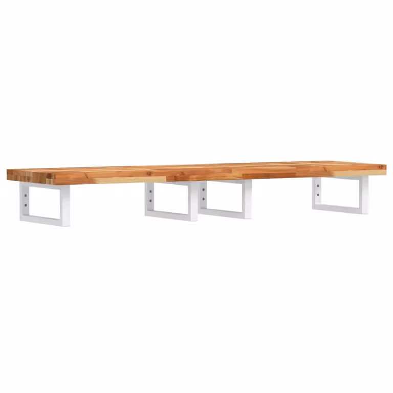Berkfield Home Wall Mounted Basin Shelf in Brown Acacia Wood and Steel