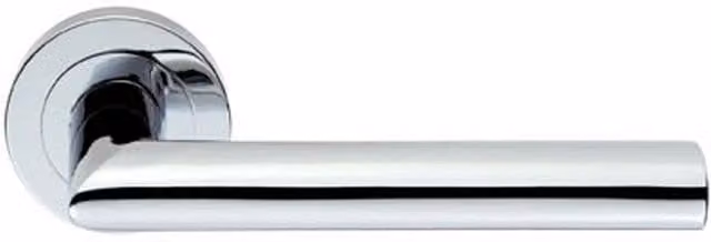 Loops Pair of Straight Mitred Bar Handles on Round Rose with Concealed Fixings in Polished Chrome
