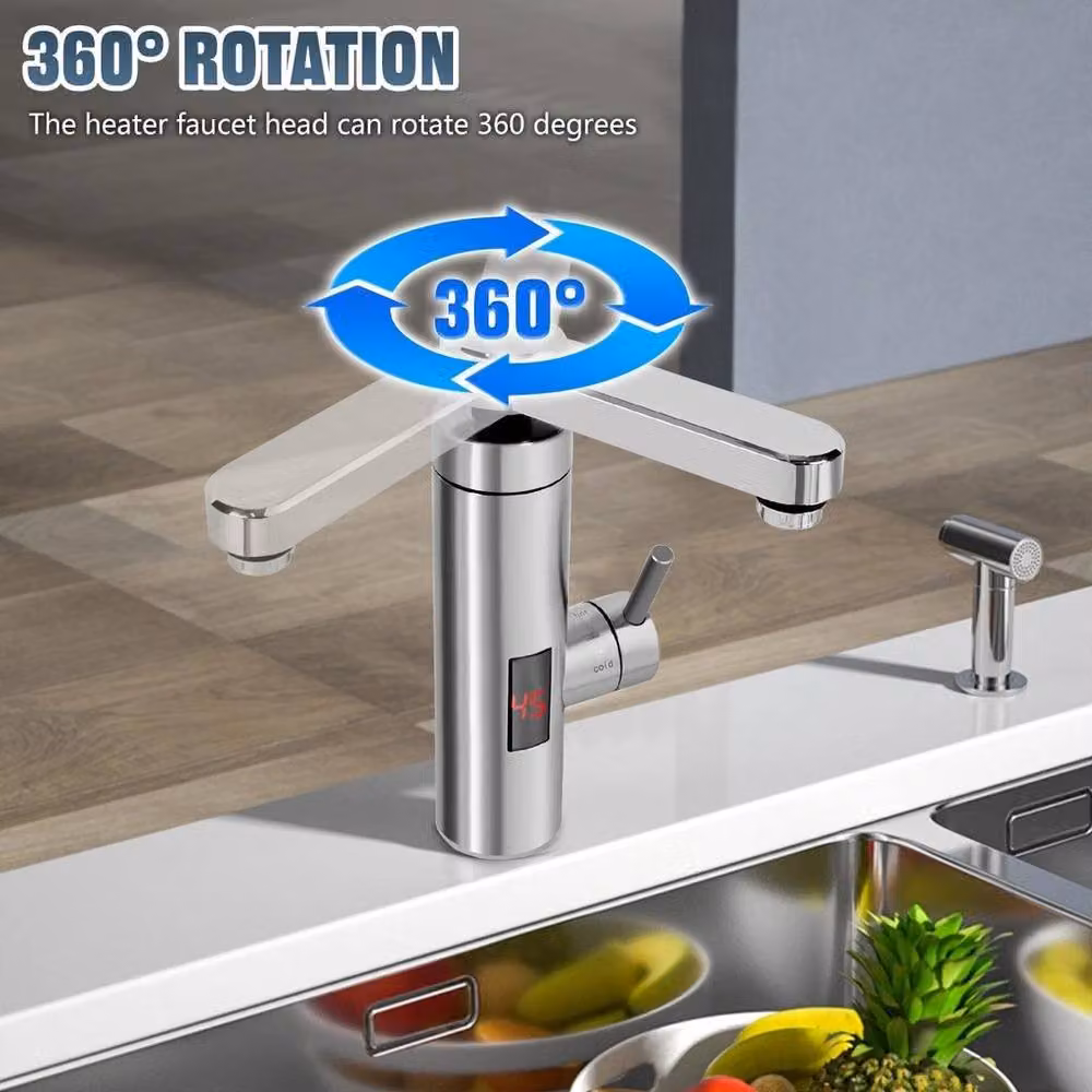 Kelvenix Silver Instant Boiling Water Tap for Kitchen and Bathroom with Electronic Sensor Display and Swivel Spout – 4