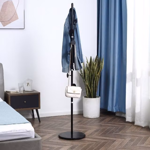 HOMCOM Modern Free Standing Hall Tree Coat Rack in Black