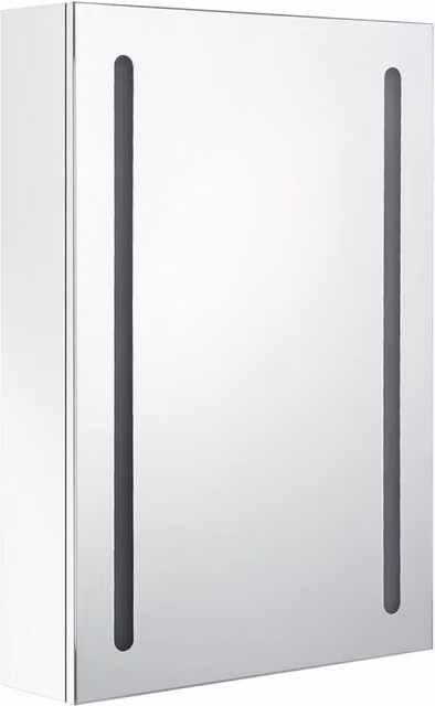 Berkfield Home LED Bathroom Mirror Cabinet in Glossy White, W/D/H: 50 x 13 x 70 cm