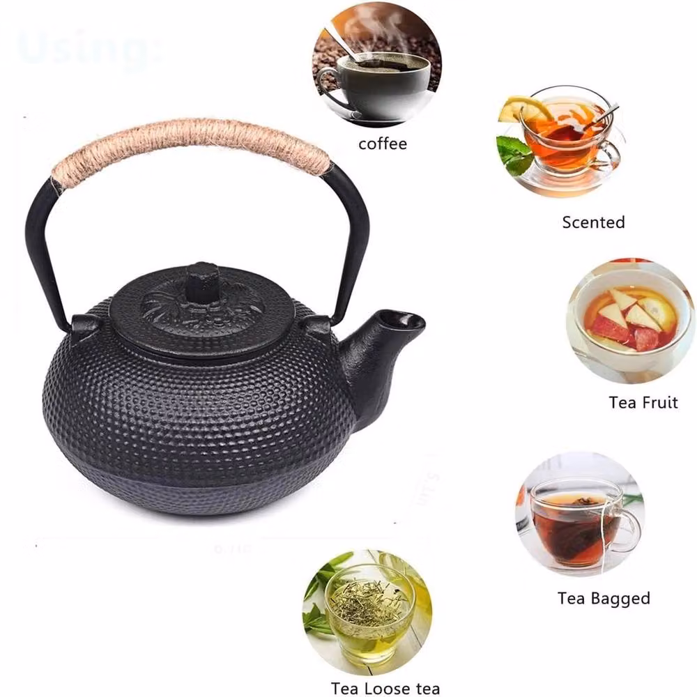 Havendro Cast Iron Teapot Set with Infuser and Trivet, Black, 800ml – 2