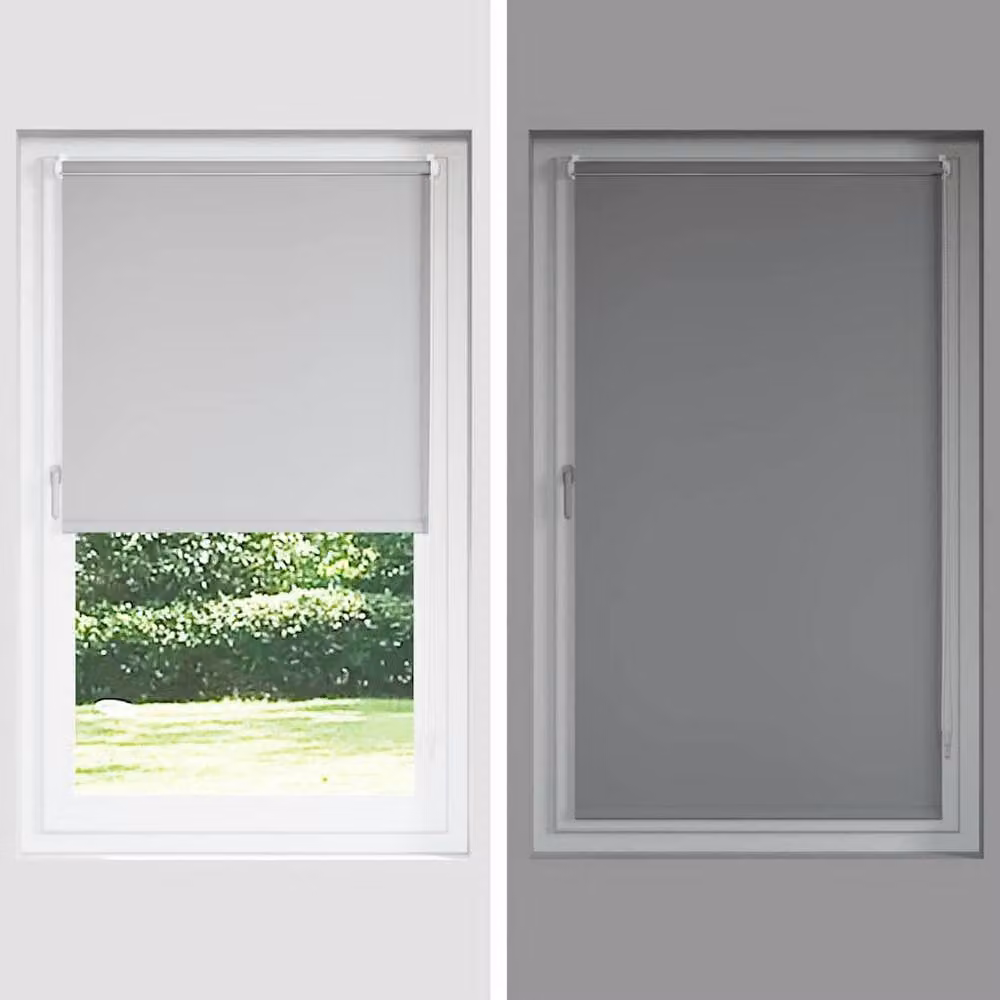Berkfield Home Grey Blackout Roller Blind, W: 55 cm, H: 210 cm, Polyester Fabric – 3