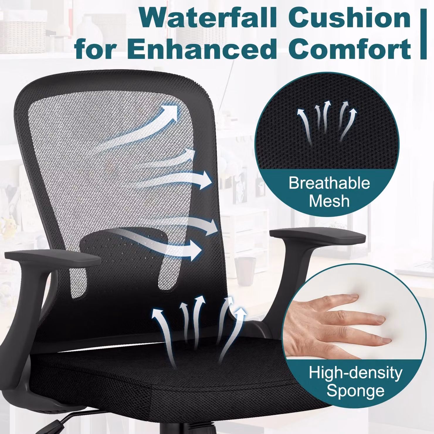 Gymax Ergonomic Mesh Executive Office Chair in Black – 7