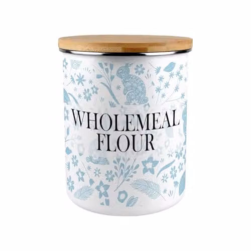 Purely Home Blue Rabbits Wholemeal Flour Canister, 2.7 l Enamel Kitchen Storage Tin – 1
