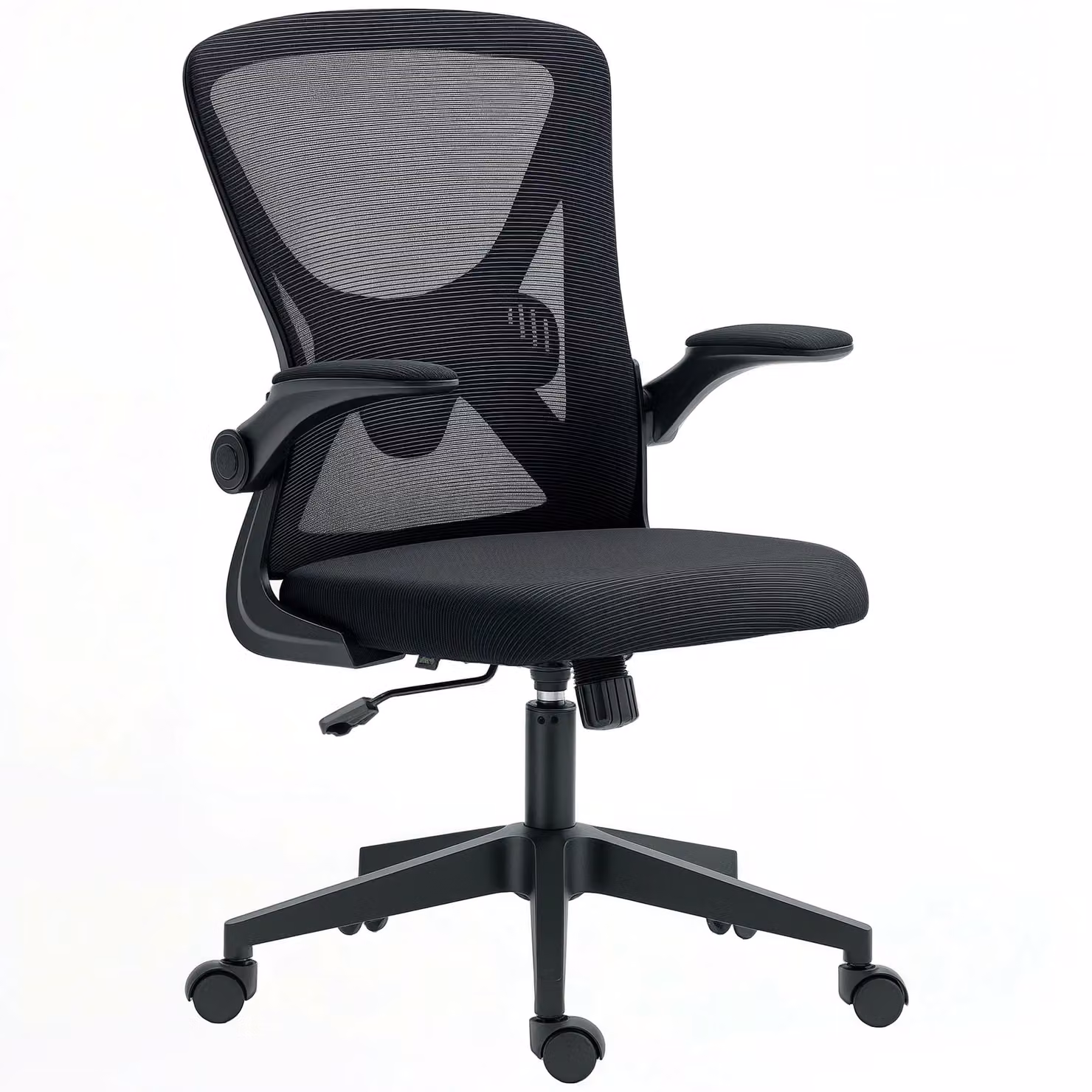 VINSETTO Ergonomic Mesh Office Chair in Black with Flip-up Armrests and Swivel Wheels – 2