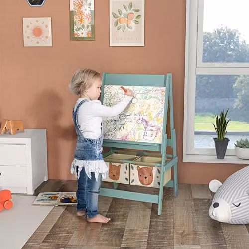 AIYAPLAY 3 in 1 Double-Sided Kids Art Easel with Paper Roll, Green – 2
