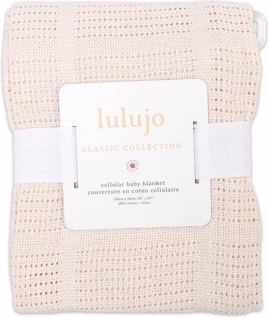 Lulujo Cellular Cotton Blanket for Babies in Beige, W: 80 cm, H: 100 cm
