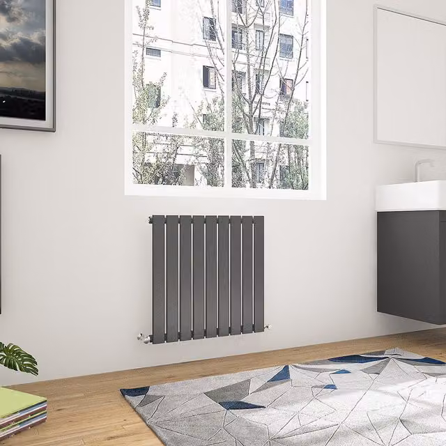 AicaBathroom Anthracite Steel Horizontal Flat Panel Central Heating Radiator, W: 61.2 cm