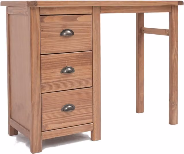 Cabinet Bits Padua 3 Drawer Dressing Table Desk in Brown with Brass Cup Handles – 1