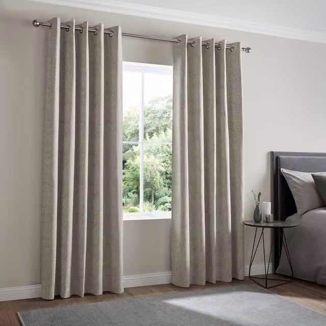 Terrys Lugano Made to Measure Blackout Fabric Curtain Panel with Eyelets in Grey or Beige