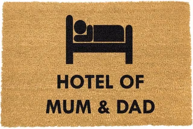 Artsy Mats Hotel of Mum & Dad Coir Doormat, Black and Brown, W: 60 cm, D: 40 cm