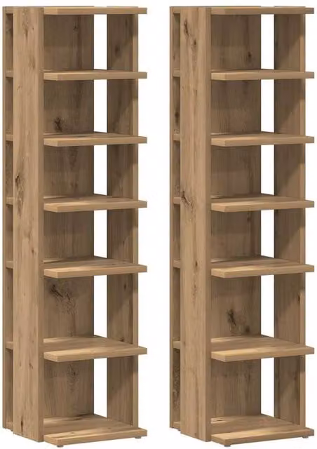 Berkfield Home Artisan Oak Shoe Cabinets, 2 Piece Set in Brown, W/D/H: 28 x 27 x 102 cm