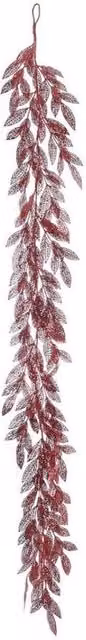 KDMD Red Glitter Leaf Garland for Christmas Decorations, 183cm – 1