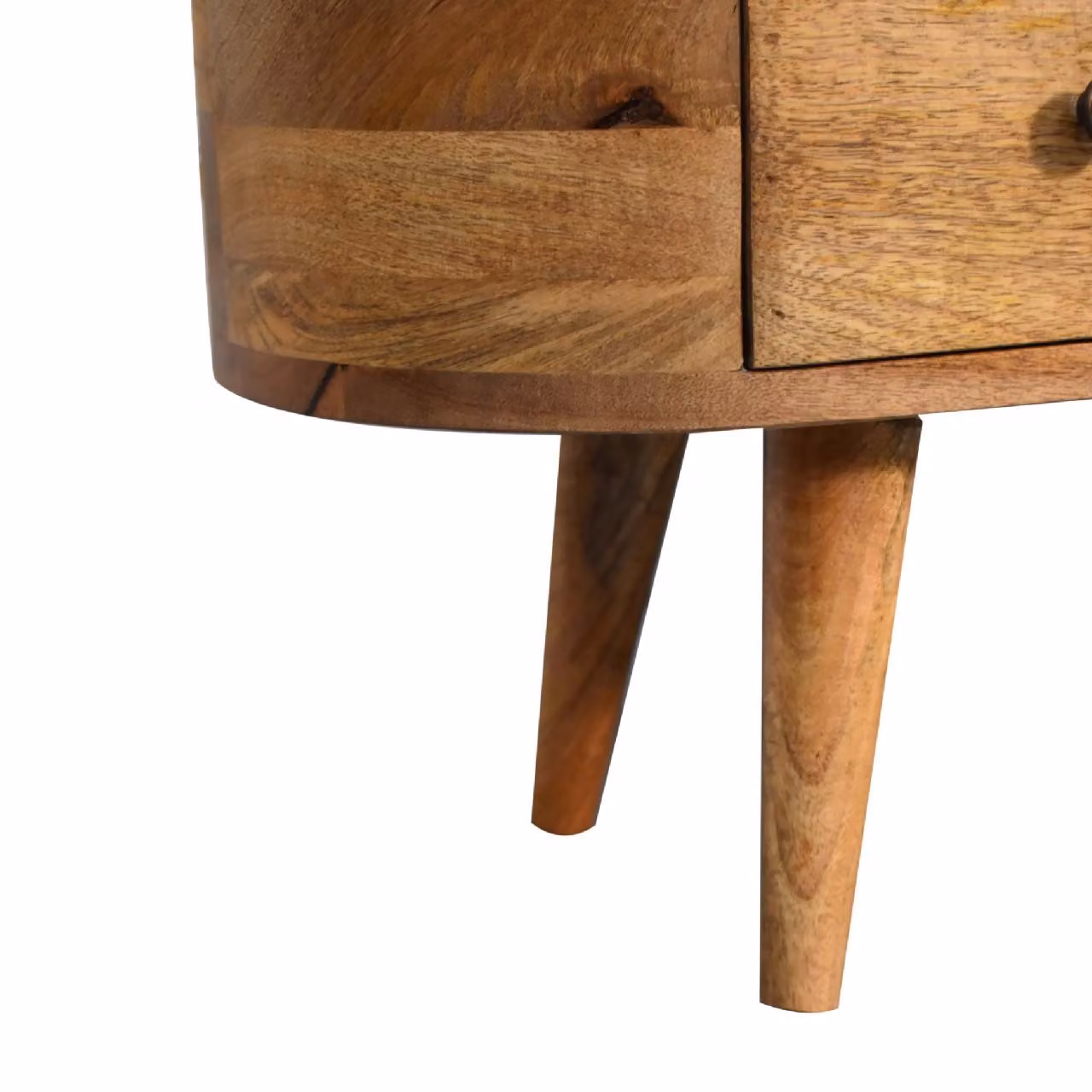 Aosom UK Solid Mango Wood Mini Rounded Entertainment Unit in Brown, W/D/H: 100 x 30 x 37 cm – 4