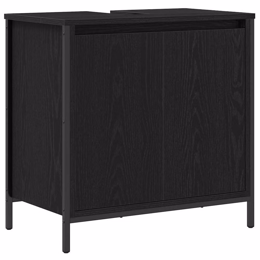 Berkfield Home Modern Black Matt Freestanding Bathroom Basin Cabinet W: 60 cm, D: 34.5 cm, H: 60 cm – 2
