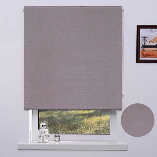 TRENDS Plain Textile Blackout Blinds in Sand and Brown, Width: 120 cm