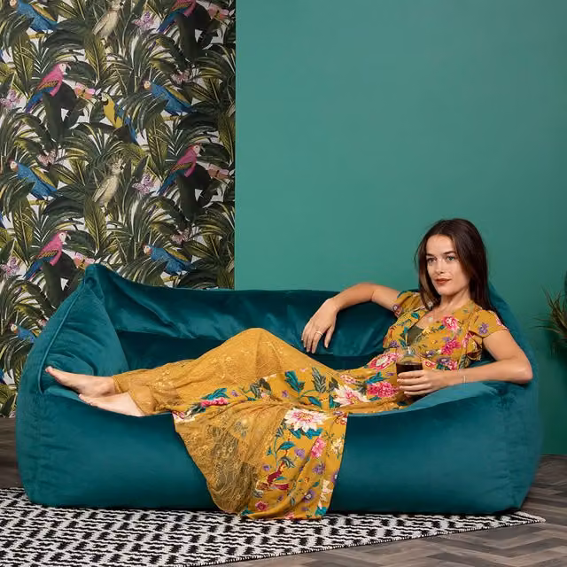 ICON Cecilia Giant Velvet Bean Bag Floor Sofa in Green