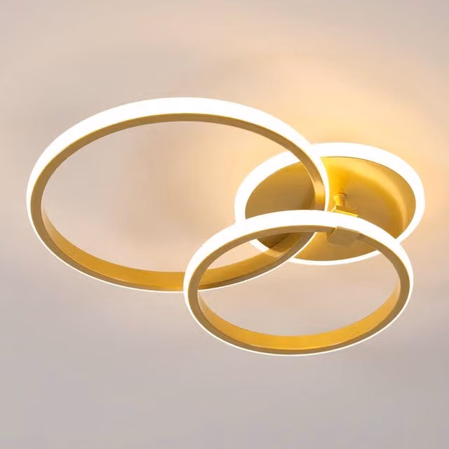 Pheashine Gold LED Ceiling Light, 42W 3000K Warm White, 3-Ring Minimalist Fixture – 1