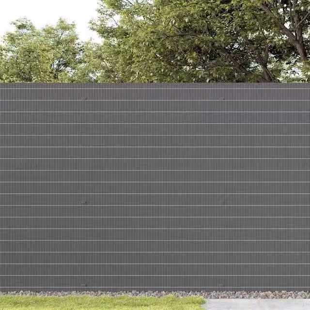 Berkfield Home Durable Double-Sided Grey PVC Garden Fence Strip, H: 180 cm, W: 5 m – 1