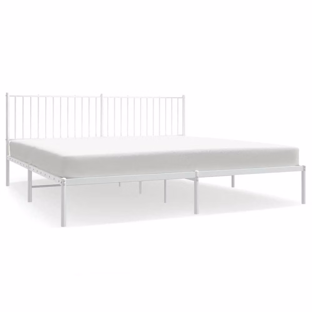 Berkfield Home Metal Bed Frame with Headboard in White, W/D/H: 193 x 198 x 90.5 cm – 2