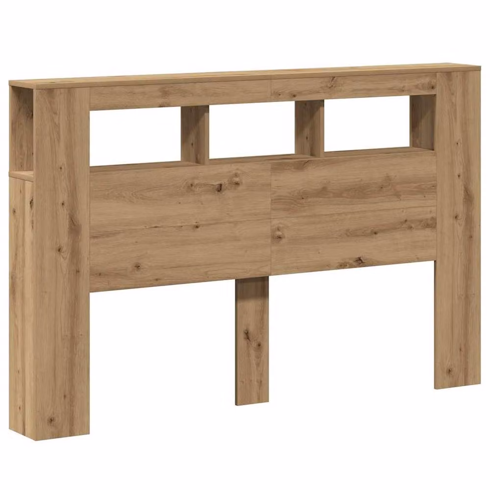 Berkfield Home Artisan Oak LED Headboard in Brown with Integrated Shelf and USB Charging Port, W: 160 cm, D: 18.5 cm, H: 103.5 cm – 3