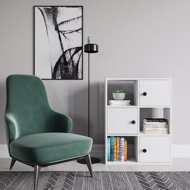Decorotika Tasso Bookcase with Cabinets in White