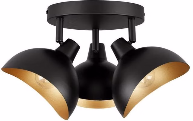Nova Luce Modern Metal Semi Flush Ceiling Lamp in Black and Gold/Brass with E14 Socket