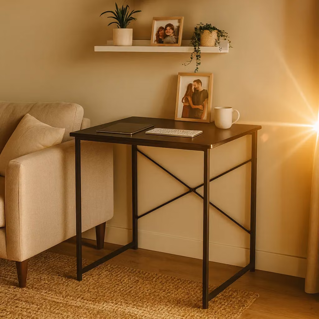 Harbour Housewares Wooden Computer Desk with Black Tubular Steel Frame for Home Office – 5