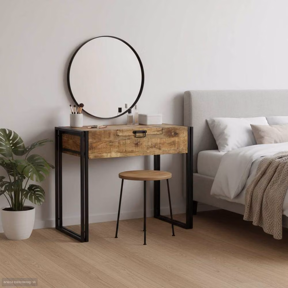 Berkfield Home Modern Mango Wood Dressing Table in Brown, W/D/H: 90 x 50 x 75 cm – 2