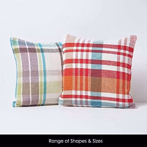 Homescapes Red Tartan Cotton Square Cushion Cover, W/D/H: 45 x 45 x 45 cm – 3