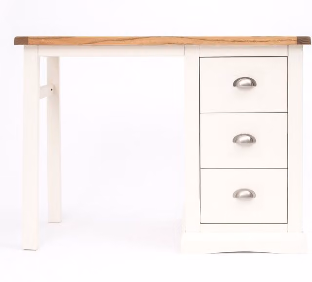 Cabinet Bits Cosenza 3 Drawer Dressing Table in Off-White with Chrome Cup Handles