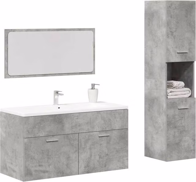 Berkfield Home 3 Piece Modern Bathroom Furniture Set in Matt Grey