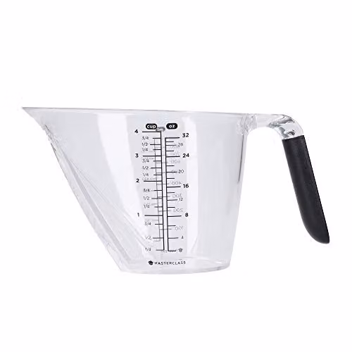 MasterClass Transparent Plastic Angled Measuring Jug with Printed Scale, 1 l
