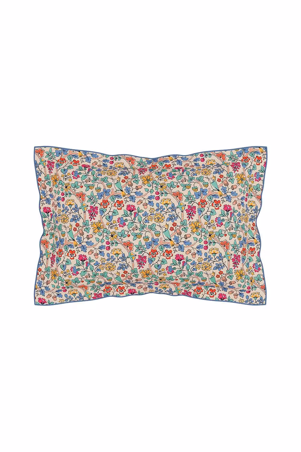 V&A Bountiful Garden Floral Cotton Duvet Cover and Pillowcase Set, Blue/Multicolour, W: 180 cm, H: 200 cm – 3