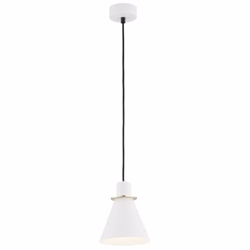 Argon Beverly Dome Pendant Ceiling Light in White and Brass