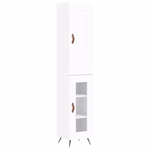 vidaXL Highboard in White with Glass Doors, W/D/H: 34.5 x 34 x 180 cm – 1