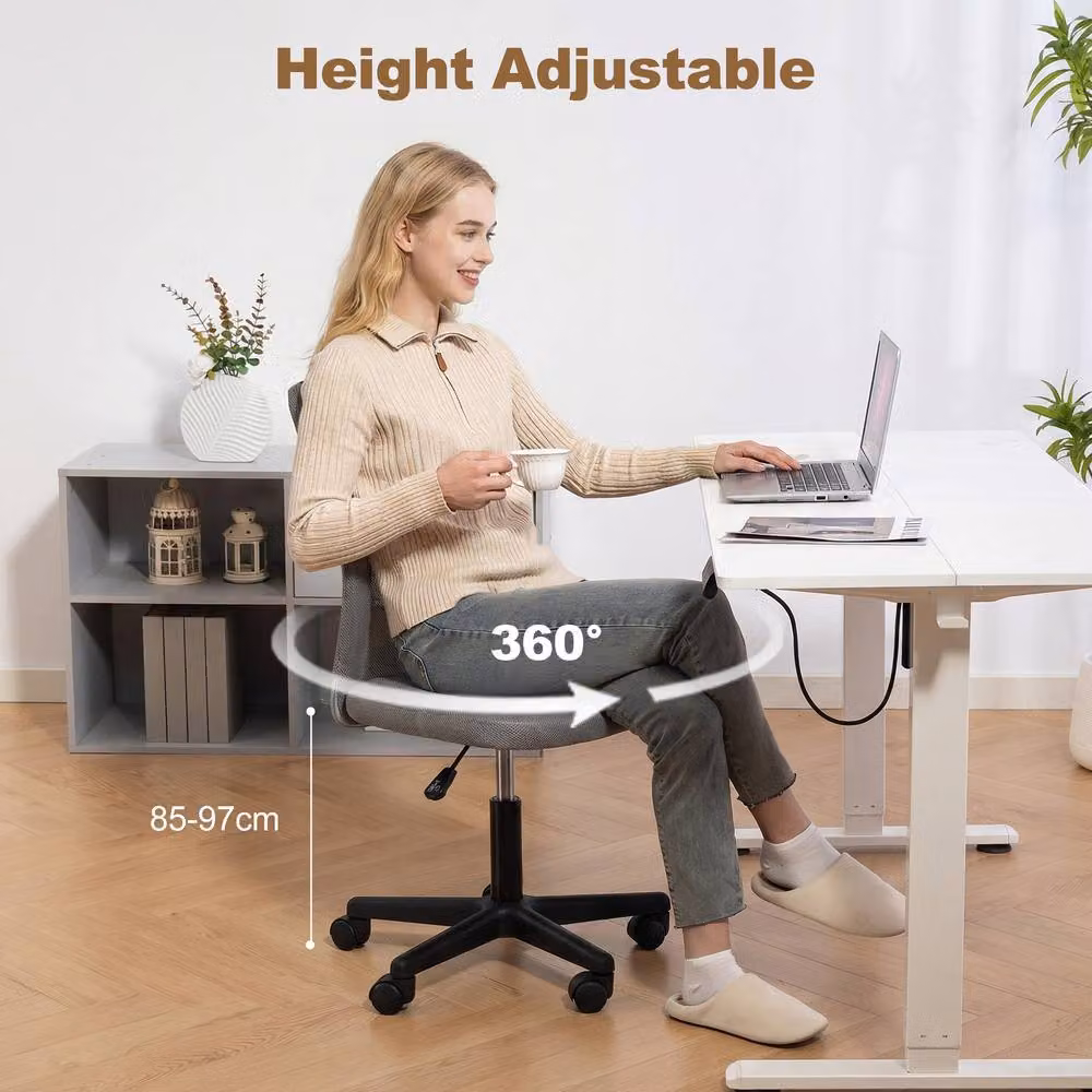 Vinsetto Grey Fabric Armless Swivel Task Chair for Home Office – 5