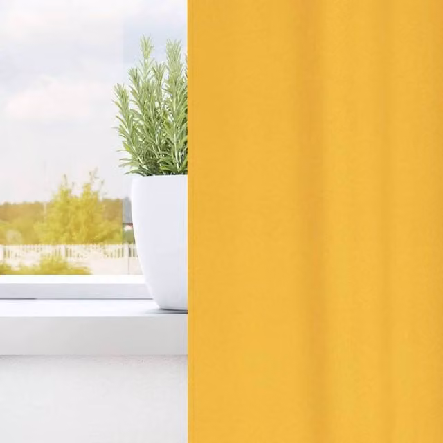 Berkfield Home Modern Mustard Yellow Polyester Eyelet Curtains, 2 Pack, H 245 x W 140 cm