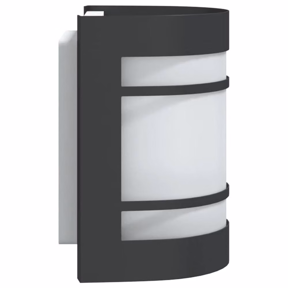 Berkfield Home Black Stainless Steel and Glass Outdoor Wall Lights, Set of 2 – 4