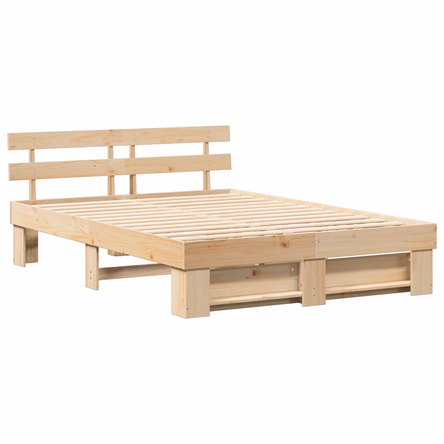 Berkfield Home Pine Wood Bed with Headboard in Brown, W/D/H: 135 x 190 x 187.4 cm – 2