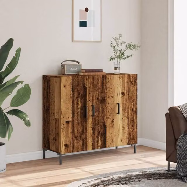 Berkfield Home Rustic Old Wood Sideboard in Brown, W/D/H: 90 x 34 x 80 cm – 1