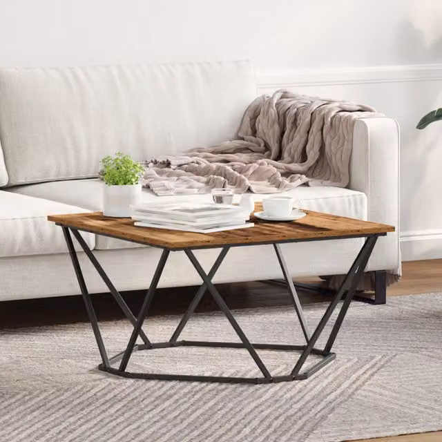 Berkfield Home Rectangular Rustic Reclaimed Solid Wood Coffee Table in Brown