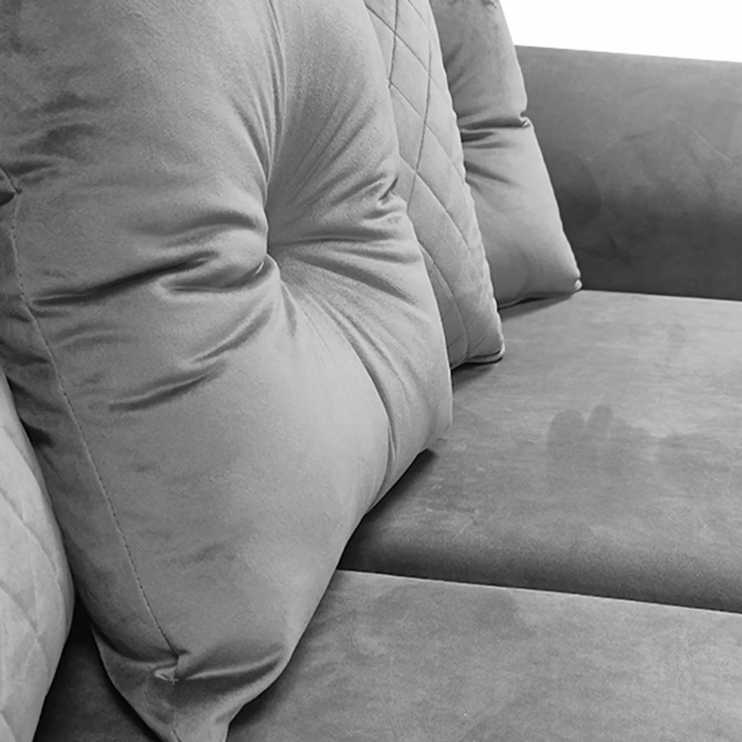 Furnishings For Less UK Victoria Soft Plush Velvet 3 and 2 Seater Sofa Set in Grey with Scatter Back – 3