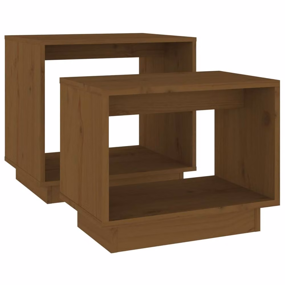Berkfield Home Nesting Coffee Tables, Set of 2, Honey Brown Solid Pine Wood – 5